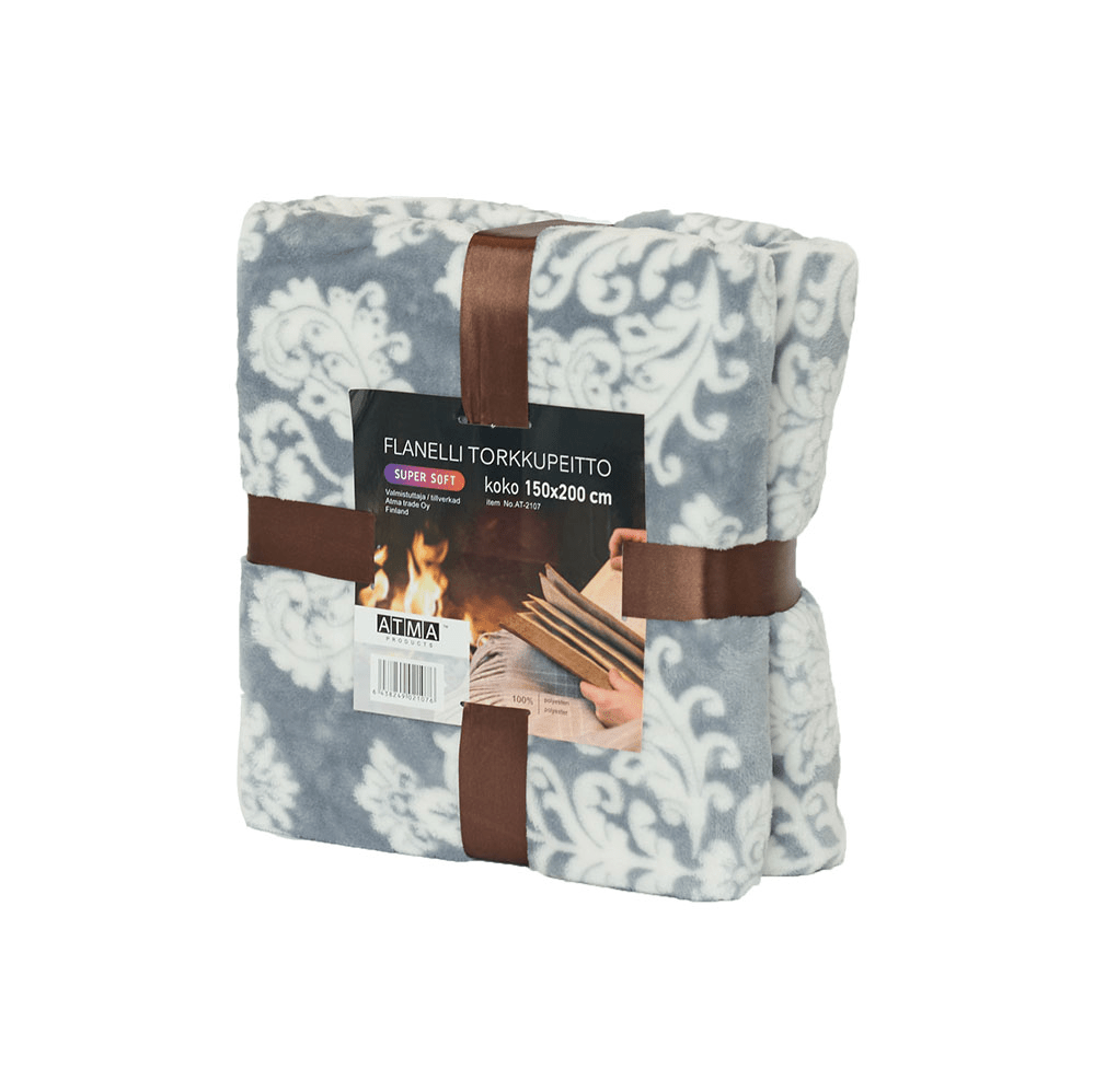 Fleece Blanket 150*200 cm, Gray/White - FinnMarket